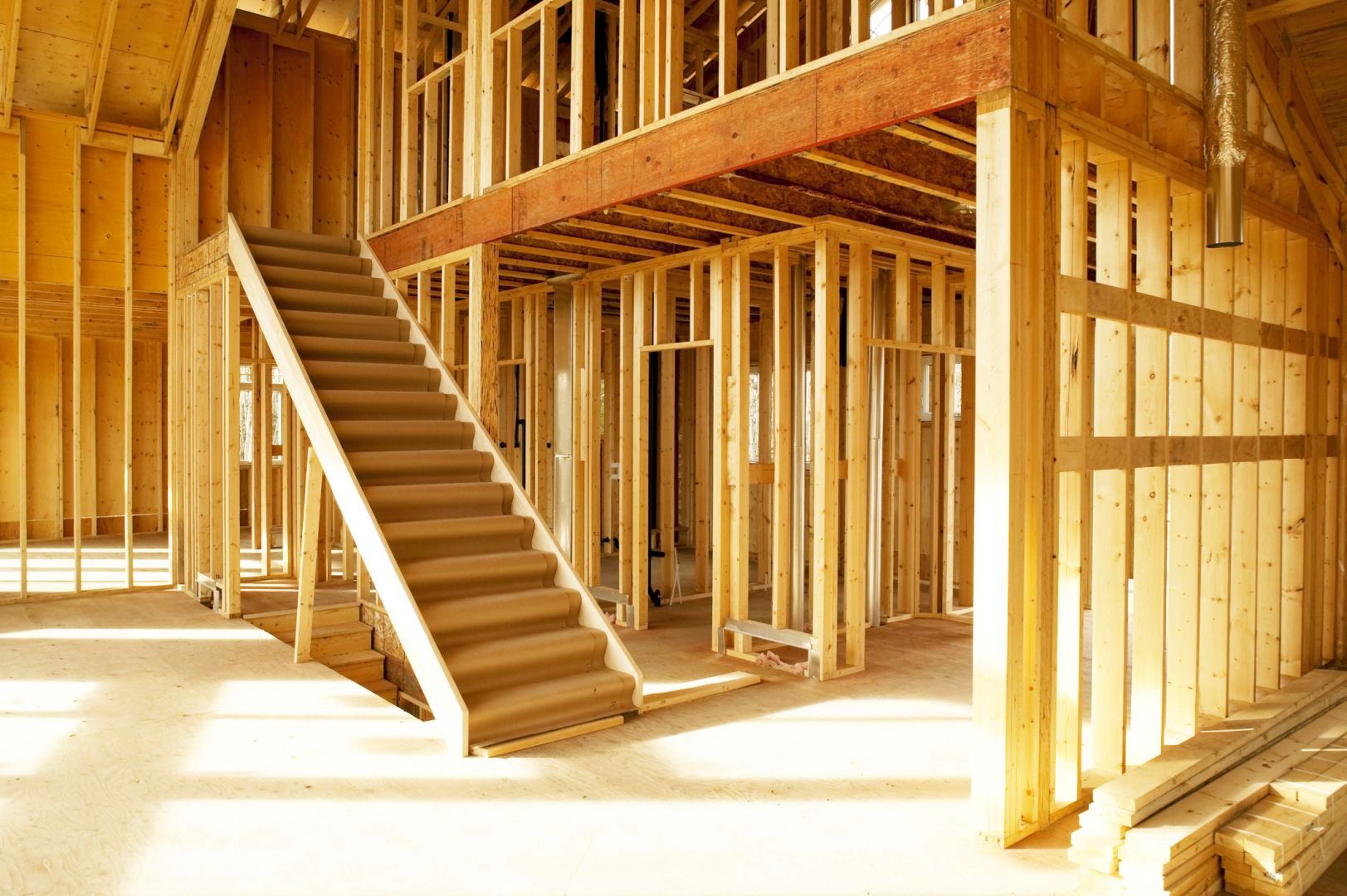 interior wood frame of house